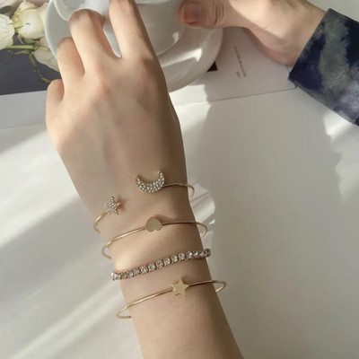 Vembley Alloy Cubic Zirconia Gold-plated Bracelet Set(Pack of 4)