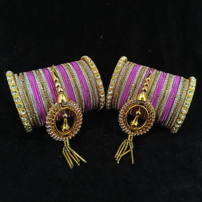 Royal Bangles Metal Zircon Bangle Set(Pack of 10)