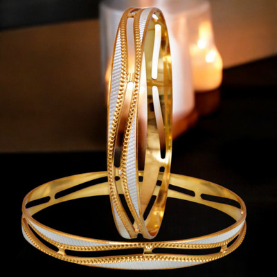 Lucky Jewellery Brass Gold-plated Bangle Set(Pack of 2)