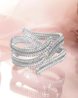 DENICRAAS Alloy Zircon Silver Bangle Set(Pack of 2)