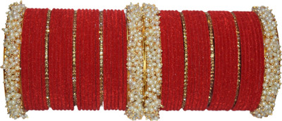 OJHA Metal, Fabric Gold-plated Bangle Set(Pack of 10)