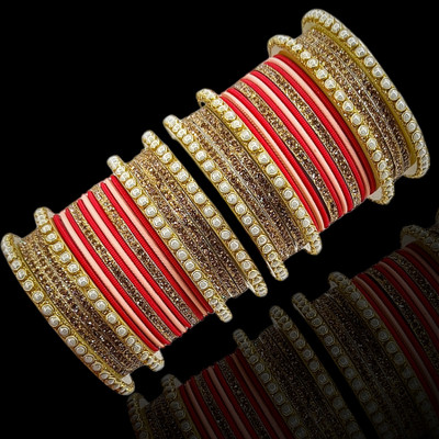 Royal Bangles Metal Zircon Bangle Set(Pack of 10)