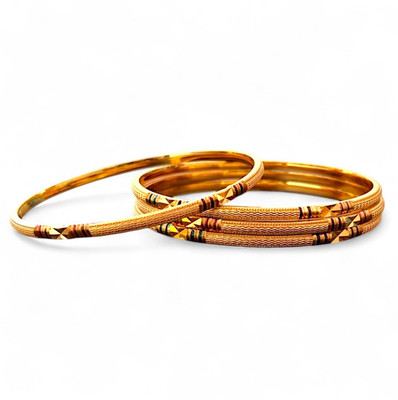 ACCESSHER Metal Gold-plated Bangle Set(Pack of 4)