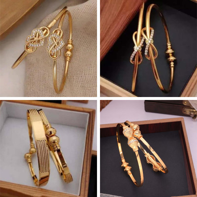 ANOUK Brass Diamond Gold-plated Bangle Set(Pack of 4)