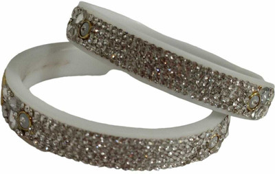 KAMAAKSHI FASHION COLLECTIONS Plastic Cubic Zirconia Bangle Set(Pack of 2)