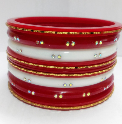 KB Corner Plastic Crystal Bangle Set(Pack of 8)