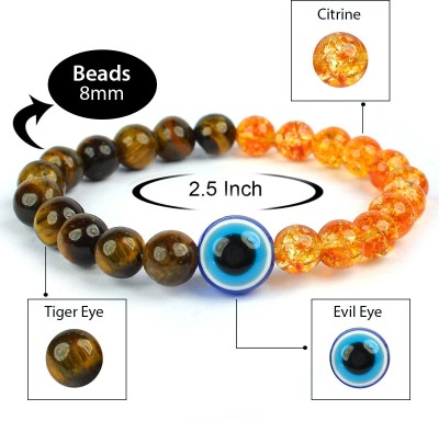 REIKI CRYSTAL PRODUCTS Stone, Citrine + Golden, Tiger's Eye, Citrine Beads, Agate, Crystal Bracelet