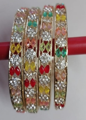 Shriddhi Crystal Cuffs Metal Crystal Gold-plated Bracelet Set(Pack of 4)