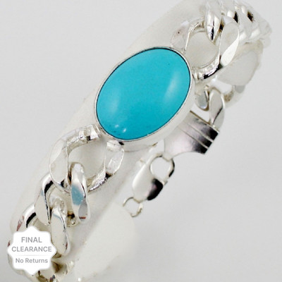 P R Production Stone Turquoise Silver Bracelet