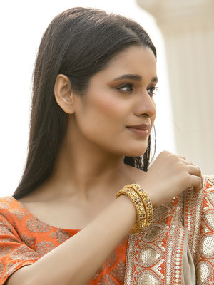 Priyaasi Alloy Gold-plated Bangle Set(Pack of 2)