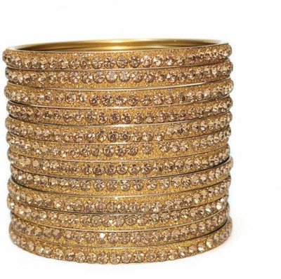 Suhana collection Alloy Cubic Zirconia Gold-plated Bangle Set(Pack of 12)