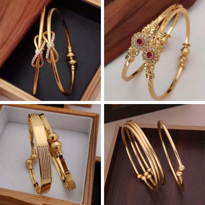 ANOUK Brass Diamond Gold-plated Bangle Set(Pack of 4)