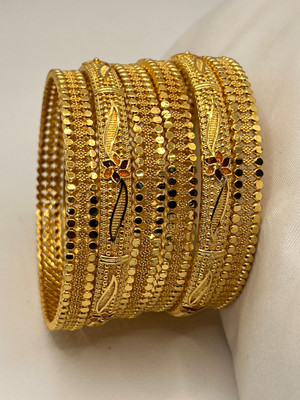 Bajrang Brass, Copper Gold-plated Bangle(Pack of 6)