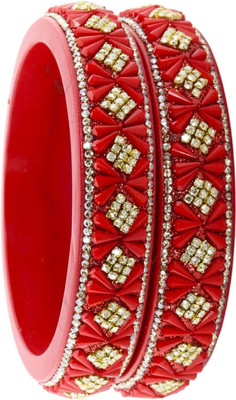 ZULKA Lac Beads, Zircon Bangle Set(Pack of 2)