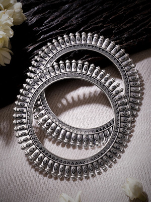 RUBANS Oxidised Silver Silver Bangle(Pack of 2)