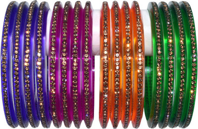 Handloom Creations Plastic Crystal Bangle Set(Pack of 16)