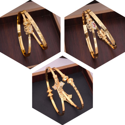 ANOUK Brass Diamond Gold-plated Bangle(Pack of 3)