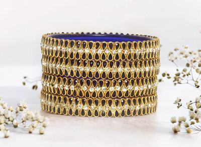 KOTTIAR CREATIONS Glass Crystal Bangle Set(Pack of 4)