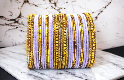 Anahat collection Metal, Fabric Gold-plated Bangle Set(Pack of 10)