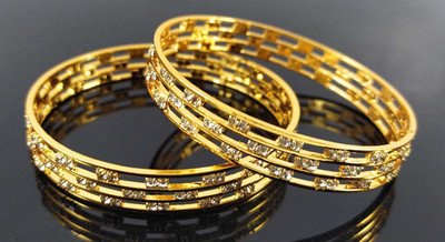 CM FASHIONS Copper Gold-plated Bangle Set(Pack of 2)
