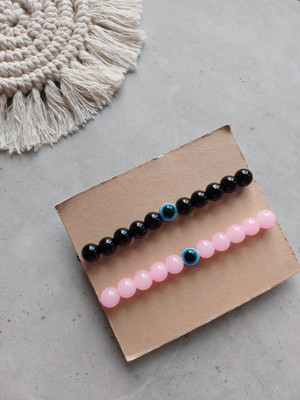 P R Production Stone, Glass Beads, Crystal Bracelet Set(Pack of 2)
