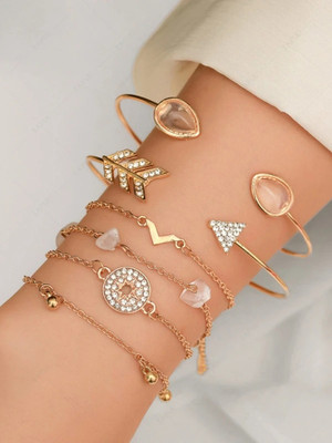 TVI Alloy Cubic Zirconia Gold-plated Bracelet Set(Pack of 6)
