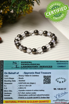 SPYRONIX REAL TREASURE Pyrite, Stone, Clear Quartz Crystal Bracelet