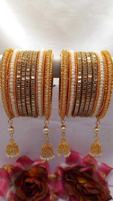 Rajwadi Alloy Pearl Gold-plated Bangle Set(Pack of 10)