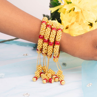 Mamon Creations Alloy Gold-plated Bangle Set(Pack of 4)
