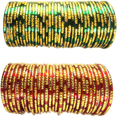 SVB Glass Gold-plated Bangle Set(Pack of 10)