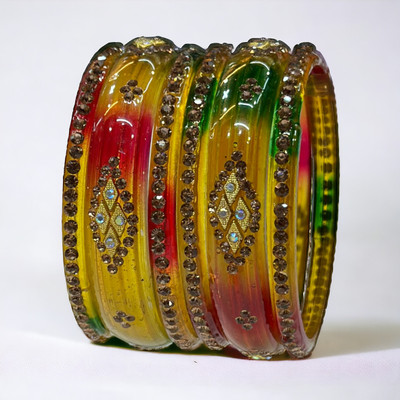 priya kangan Glass Zircon Bangle Set(Pack of 6)