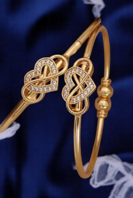 Hetshree Brass Diamond Gold-plated Bangle Set(Pack of 2)