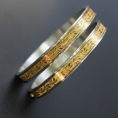 PTSlife Brass Gold-plated Bangle(Pack of 2)