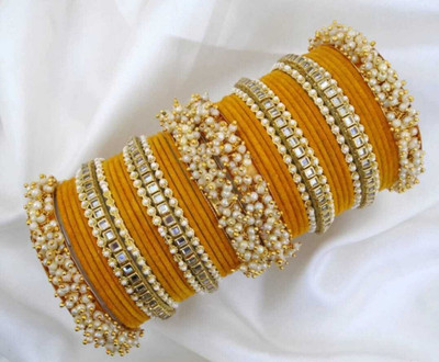 Ha Meem Metal Gold-plated Bangle Set(Pack of 10)