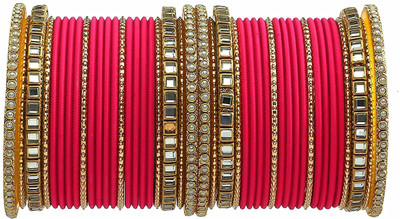 LYBASHINE Metal Crystal Bangle Set(Pack of 10)