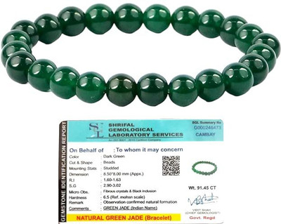 VIBESLE Crystal, Green Jade Beads Charm Bracelet