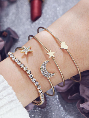 Dressberry Alloy Cubic Zirconia Gold-plated Cuff(Pack of 4)