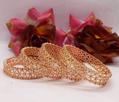 Rajwadi Alloy Crystal Bangle Set(Pack of 4)