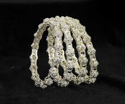 ZULKA Metal Zircon Kada(Pack of 4)