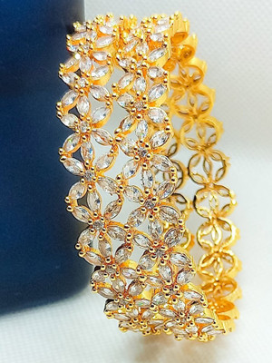 Terraband Alloy Cubic Zirconia Gold-plated Bangle Set(Pack of 2)