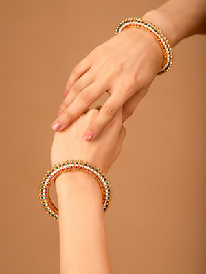 Priyaasi Brass Gold-plated Bangle Set(Pack of 2)