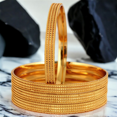 Lucky Jewellery Copper Gold-plated Bangle Set(Pack of 4)