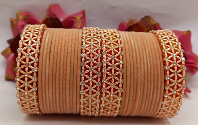 Rajwadi Brass, Copper Cubic Zirconia Brass Bangle Set(Pack of 28)
