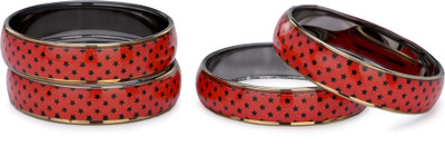 AFAST Glass Crystal Enamel Bangle Set(Pack of 4)