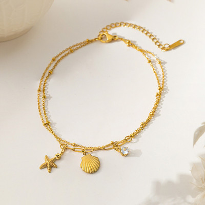 MYKI Stainless Steel Gold-plated Charm Bracelet