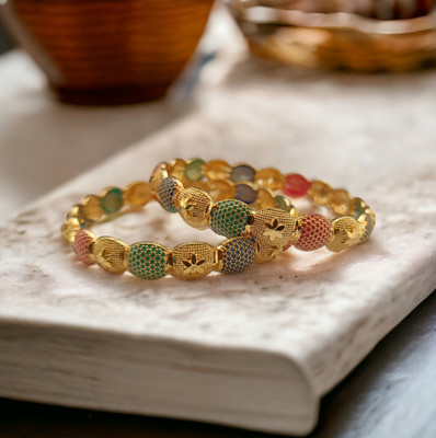 TG Creation Alloy Gold-plated Bangle Set(Pack of 2)