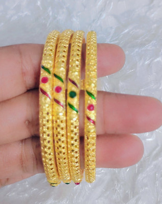 RRCOLLECTIONS Alloy Gold-plated Bangle Set(Pack of 4)