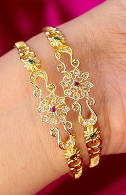 Swarnaari Brass Gold-plated Bangle Set(Pack of 2)
