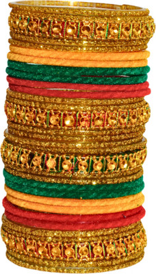 SAMANK FASHION Glass Crystal Brass Bangle Set(Pack of 10)