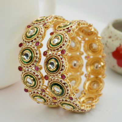 Panini Jewels Brass Gold-plated Bangle Set(Pack of 2)